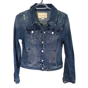Anthropologie x Pilcro and the Letterpress Distressed Blue Denim Jacket Women Sm